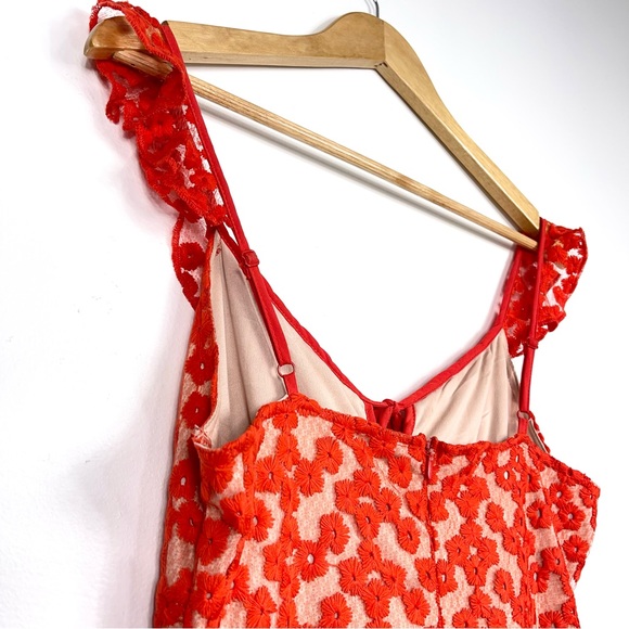 NWOT Lulus Embroidered Coral Floral Midi Dress - Picture 14 of 15